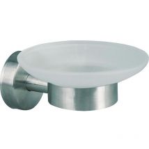 Seifenschale Axial – Wandhalterung – Edelstahloptik – 59 x 52 x 102 mm – mit Klebetechnik und Schraubenmontage