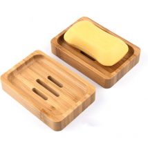 KZQ - Seifenschalen aus natürlichem Bambusholz, Seifenkiste für Badezimmer, Dusche, Seifenhalter, Basteln für Seife, Schwämme und mehr, 2 Stück
