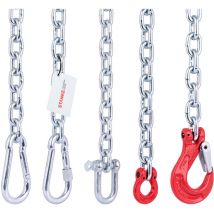 100cm Kit de fixation pour hamac, pour balançoire d'intérieur et pour sac de frappe : chaîne en acier galvanisé 6 mm + mousqueton sans vis 10x100mm