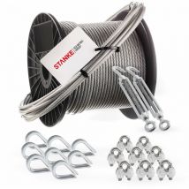 Seilwerk Câble d'acier inoxydable gainé (couche pvc), 40m acier V4A, diamètre 2mm 7x7, 2x Tendeur M5 èil-Crochet en acier galvanisé, 8x Cosse-Cèur