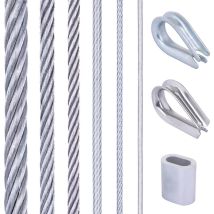 Support pour plantes grimpantes, Garde-corps, Câble d'acier galvanisé 5m 6x7 3mm, 4x Manchon de serrage, 2x Cosse-cèur galvanisée - Seilwerk Stanke