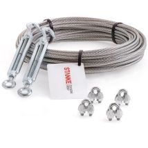 Rankhilfe Edelstahldrahtseil 10m V4a Edelstahlseil 3mm 7x7, 2x Spannschloss Verzinkt M5 Haken+öse, 4x Bügelformklemme V4a - Set 4 - Seilwerk Stanke