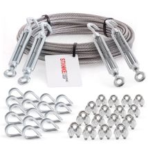 Rankhilfe Edelstahldrahtseil 5m V4a Edelstahlseil 4mm 7x7, 4x Spannschloss Verzinkt M6 Haken+öse, 16x Kausche V4a, 16x Bügelformklemme V4a - Set 6 - 