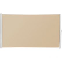 Seitenmarkise Ausziehbar 140 x 300cm Beige Polyester-Plane – Aluminiumgehäuse - Windschutz Balkon Sichtschutz Terrasse