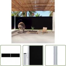 The Living Store Seitenmarkise Ausziehbar Schwarz 220x1000 cm - Gartensonnecke - Sonnenschutz - Gartendekoration - Terrassendach - Balkonschirm