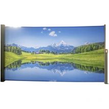 Seitenmarkise, Motiv Bergsee - Rahmen silbergrau 509172