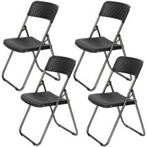 Salon de jardin solde 4 Chaises Pliantes 200 kg de Charge, Noir