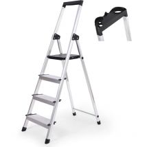 Sekey 4-stufige Stehleiter – Stabile Aluminiumleiter Mit Werkzeugschale, Ideal Für Haushalt, Küche Und Reparaturarbeiten