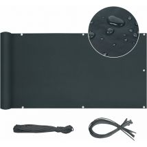 Brise Vue Balcon Occultant Oxford Protection uv Opaque Résistant aux Intempéries 90 x 600cm, avec Attaches de câble et Cordons, Anthracite - Sekey