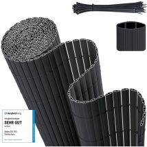 Brise-vue en pvc - Double renforcement intérieur avec serre câbles, Imperméable sans perçage, 80 x 500 cm anthracite - Sekey