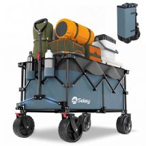 Sekey - Chariot de course pliable jardin 4 roues transport à roulettes 4011,Bleu avec Gris 200L 150kg