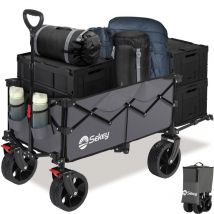 Sekey - Chariot de Plage Transport avec Hayon Arrière Extensible jusqu'à 150KG