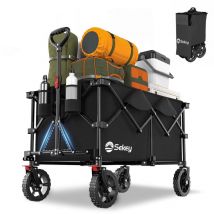 Sekey - Chariot roulettes course transport jardin pliable avec frein 4010,noir 200L
