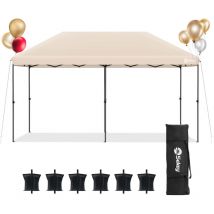 Faltpavillon 3 x 6 m Pop Up Pavillon Partyzelte Festzelt Gartenzelt Wasserdicht, UV-Schutz 50+ für Camping / Garten / Hochzeit, Taupe - Sekey
