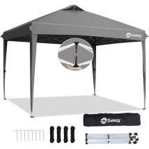 Sekey Faltpavillon 3x3 M Schwarz, One-touch System, Höhenverstellbar 240-260cm, Wasserdicht Upf50+ Partyzelt