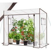 Serre de Jardin avec Porte Tunnel Hivernage Chauffage Balcon Adossée Blanc