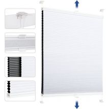 Wabenplissee ohne Bohren Verdunkelung Rollo 100% verdunkelnd Blickdicht, Klemmfix, Aluminiumschiene, Zweiseitig wählbar in Weiß & Grau, 90 x 100 cm