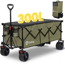Sekey - Chariot de jardin transport à roulettes pliable courses 4 roues,Vert Olive 300L
