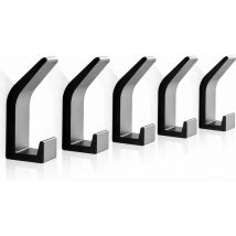 Fuhuida Trading - Selbstklebende Haken Aluminium Wandhaken Wasserdichte Handtuch- und Kleiderhaken für Küche Badezimmer Schränke 5 Stück Schwarz