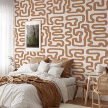 Selbstklebende Tapete Geometrisches Design Abstrakt Weiß Und Haselnuss