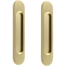 Selbstklebender ovaler Schiebetürgriff, stanzfrei, geeignet für Schiebetüren, Fenster, Schränke (18 cm gebürstetes Gold)