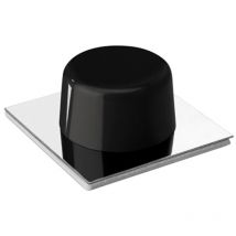 Blisterpackung mit 2 selbstklebenden Türstoppern aus Edelstahl/Schwarz 45x45mm 2023-3+ Inofix