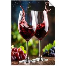 Selbstklebendes Poster – Wandsticker Weingläser Mit Wein Trauben 100x150 Cm