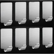 Choyclit - Self Adhesive Wall Hooks, 8 Pcs Stainless Steel Hooks Max 10kg Towel Robe Hooks Wall Hooks for Bathroom Kitchen Waterproof Rustproof