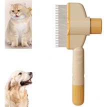 Ensoleille - Self-Cleaning Pet Flea Comb Grooming Brush, Pet Hair Removal Comb Flea Comb,(Yellow)