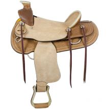 Denver - Sella western in cuoio non lavorato modello Wade con staffe in legno e arcione: 16'