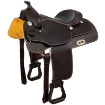 Denver - Sella western Reining Class in pelle con cuciture a contrasto e arcione in Ralide: 16', Marrone