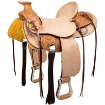 Sella western Wade Running in pelle rovesciata con lavorazione floreale: 17", Naturale