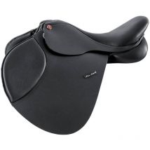 17", Noir: Selle de saut en cuir Siena avec supports réglables et bandeau interchangeable