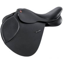17,5", Noir: Selle de saut en cuir Siena avec supports réglables et bandeau interchangeable