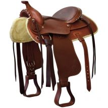 16", Marron: Selle western modèle Prime en cuir graissé avec sangle