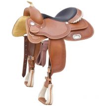 17", Cognac: Selle Western Reiner Rawhide en cuir graissé et arche de ralide