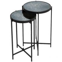 Made In Meubles - Sellette gigogne en métal et en verre Florian