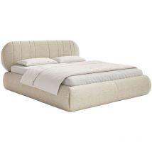 Selsey - Asmelio - Polsterbett mit Bettkasten, Lattenrost, beige, 140x200 cm