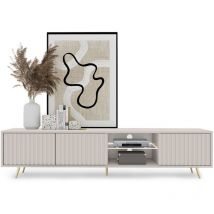Bello - Mueble tv - 175 cm - Frente de lamas - Taupe (Gris-Beige) - Selsey