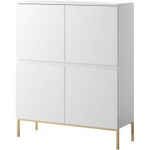Bemmi - Highboard 4-türig Weiß mit goldenen Metallfüßen, 100 cm - Selsey