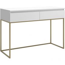 Bemmi - Escritorio de tocador con estructura metálica dorado 120 cm - Blanco - Selsey