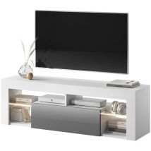 Selsey - bianko - Meuble tv avec led - 140 cm - blanc mat/gris brillant