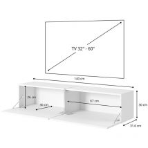 Bisira Mobile tv bianco in look marmo Egger con inserto color oro, 140 cm - Selsey