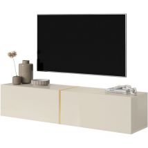 Selsey - bisira - Armario rtv - 140 cm - Beige grisáceo con inserción dorada