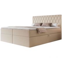 Carenzo - Boxspringbett 140x200, Bonellmatratze, Topper, Chenille, beige - Selsey