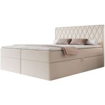 Carenzo - Boxspringbett 160x200, Bonellmatratze, Topper, Chenille, Creme - Selsey