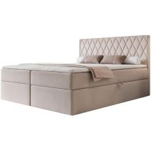 Carenzo - Boxspringbett 180x200, Bonellmatratze, Topper, Velours, greige - Selsey