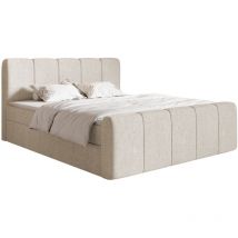 Cloudy ii - Boxspringbett 200x200 cm, mit Bettkästen und Topper, Chenille Hellbeige - Selsey