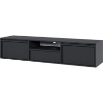 Selsey - evo - Meuble tv à deux portes - 154 cm - avec tiroir - suspendu - noir