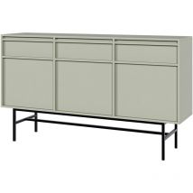 Selsey - Evo - Sideboard 3-türig mit 3 Schubladen, Salbeigrün mit schwarzem Metallgestell, 154 cm